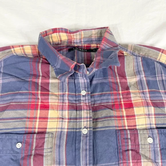 VTG Lauren Ralph Lauren Women Multicolor Long Sleeve Button Up Shirt Size XL - Picture 5 of 10